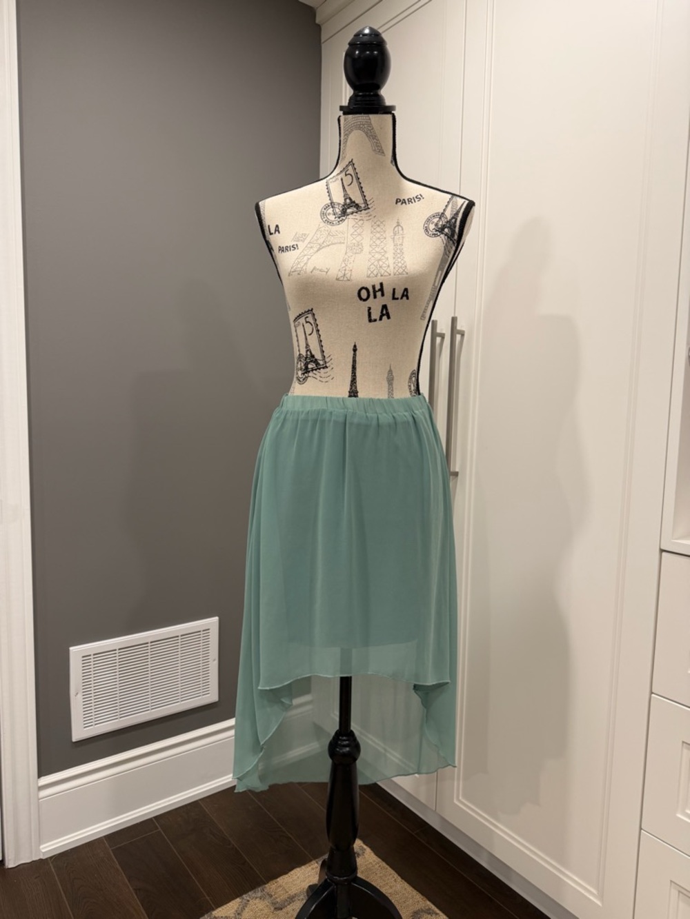 Light Teal High-Low Chiffon Skirt